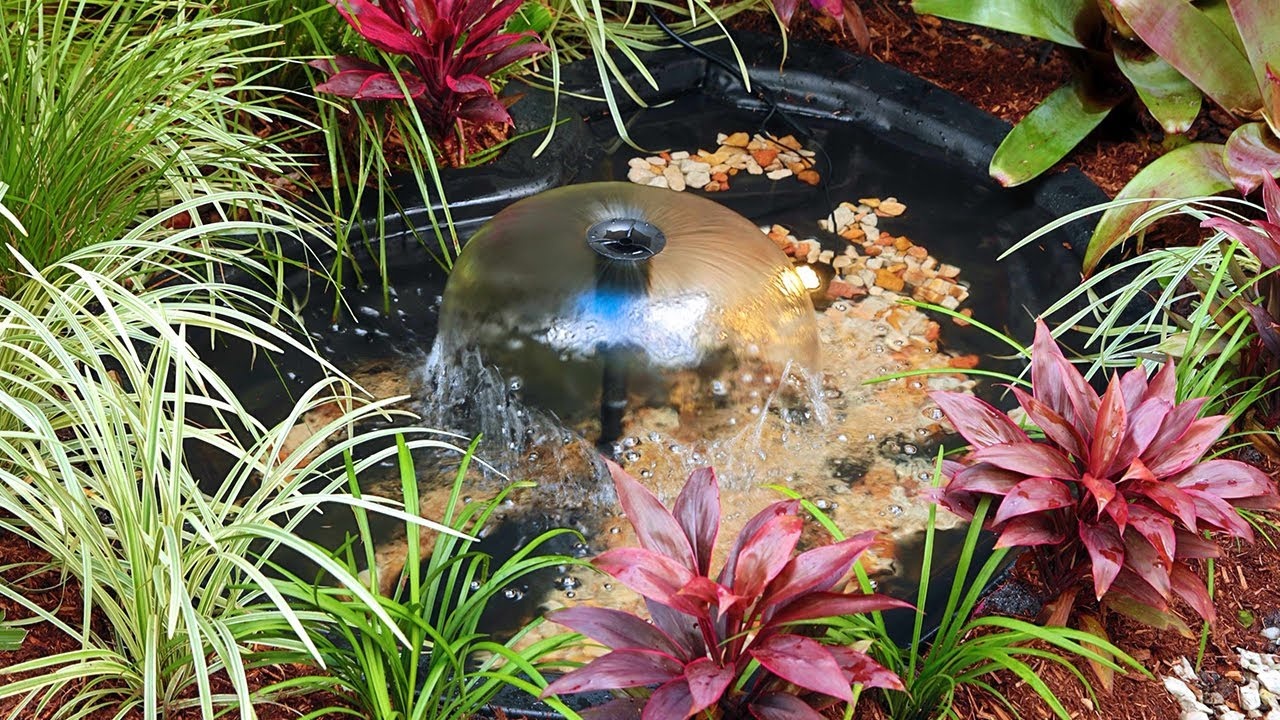 Garden pond with water feature