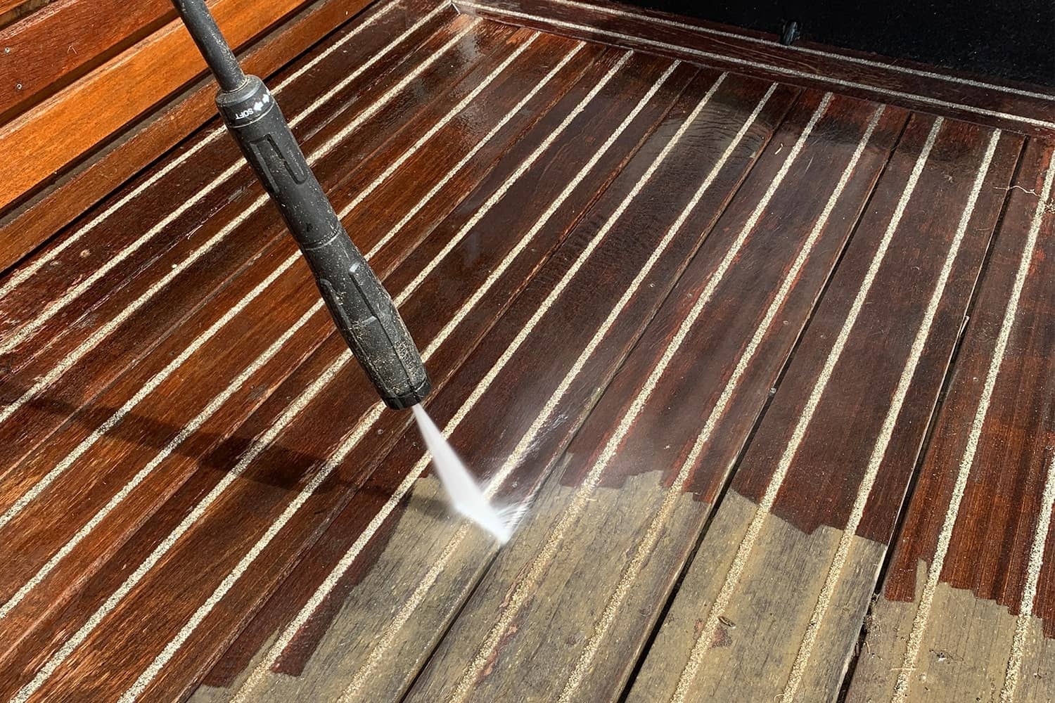 Clean wooden garden decking