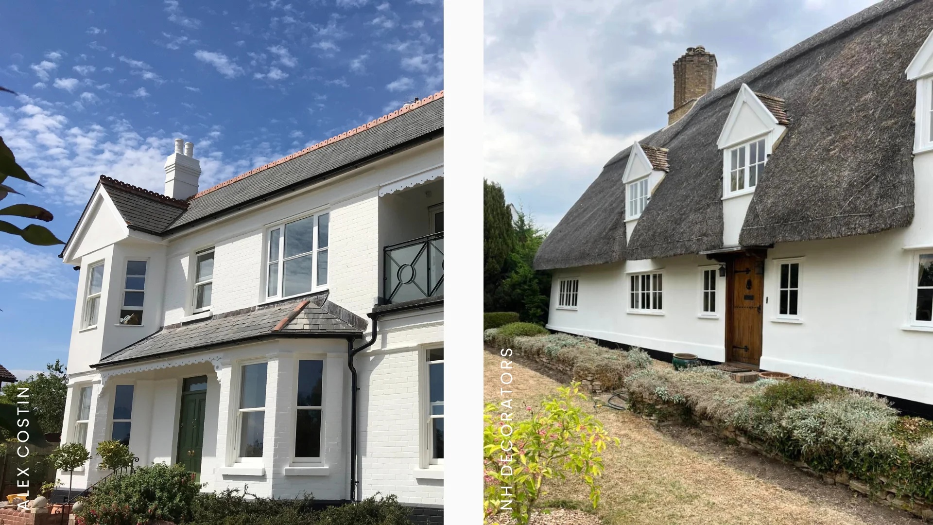 Freshly painted white house exterior